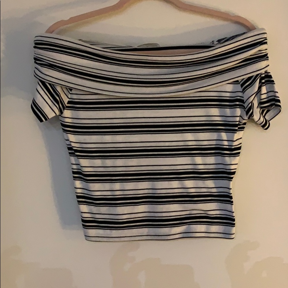 Striped Off-the-Shoulder Crop Top
